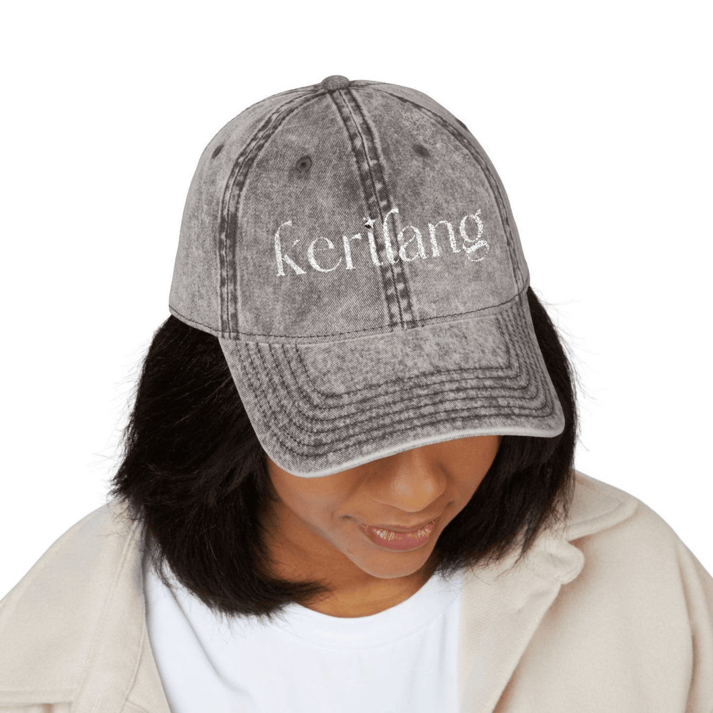 Kerilang Branded Hat, Embroidered Logo Vintage Cap