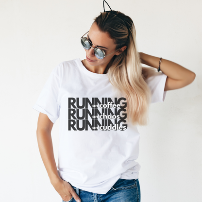 MOM SHIRT Running with Coffee Chaos and Cuddles